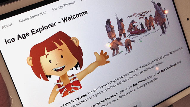 Una the cave girl, Ice Age app for Creswell Crags