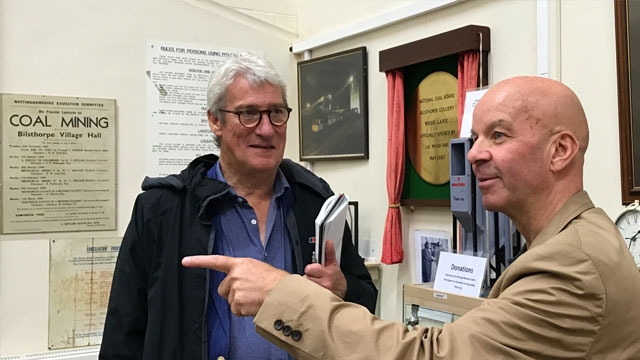 Broadcaster Jeremy Paxman with David Amos at Bilsthorpe Heritage Museum