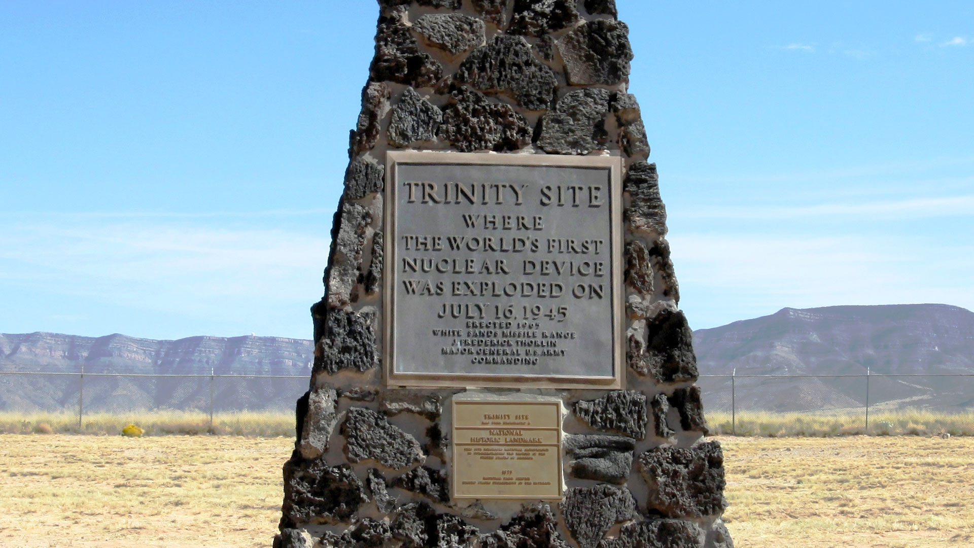 Trinity Site monument at White Sands Missile Range, New Mexico - marking the first atomic bomb detonation, July 1945