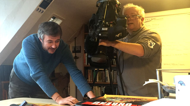 James Walker and BBC cameraman at Bromley House Library