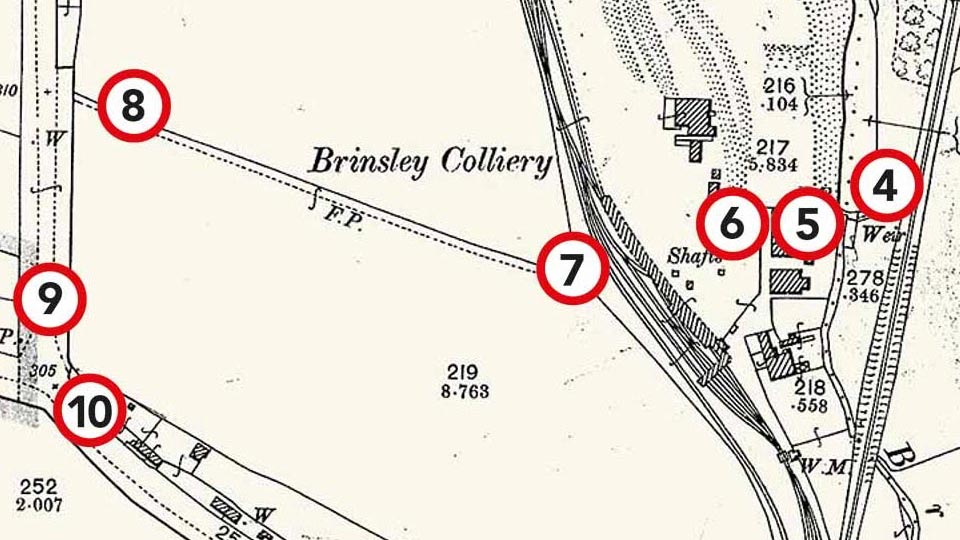 The interactive map for the MyTrail Brinsley Circular cultural heritage guide is based on a 1902 map of the area, revealing the original colliery and railway lines for transporting coal from the mine